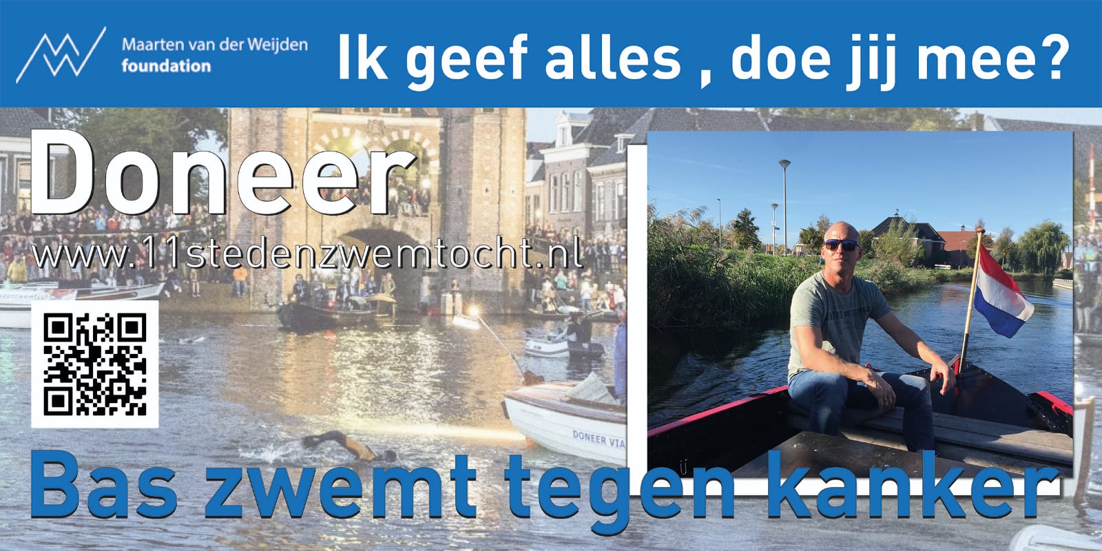 bas zwemt tegen kanker