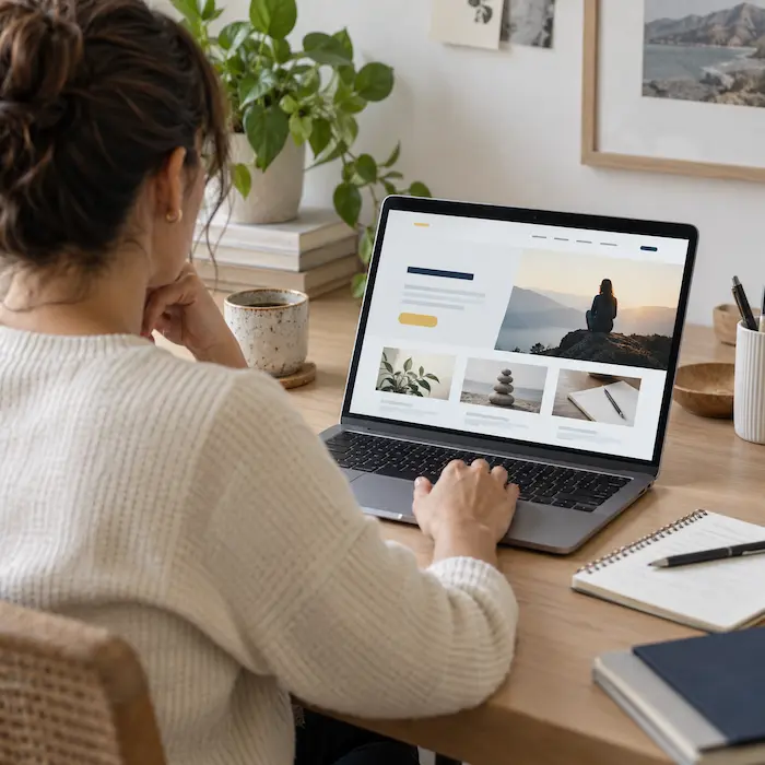 Coach reviewing a coaching website homepage: what to include on the page.